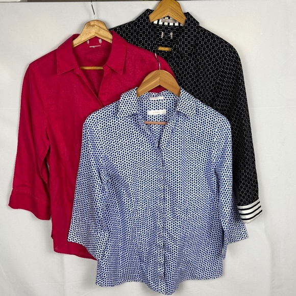 Chico's Women's Lot of 3 Button Up Shirts Sz 0 Small 4/6; 2 No-Iron + 1 Linen - Picture 1 of 16
